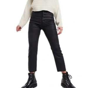 Abercrombie & Fitch Black Coated The Ankle Straight Ultra High Rise Jeans 29/8R